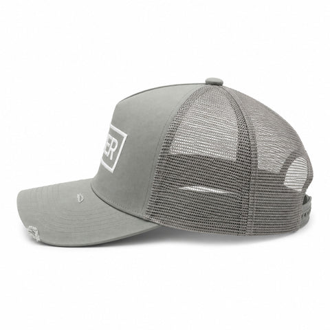 Grey Mesh Trucker Cap – Embroidered Snapback Hat