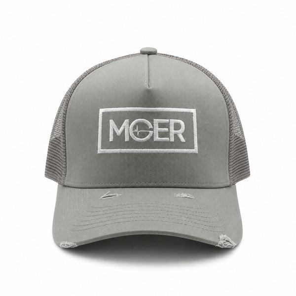 Grey Mesh Trucker Cap – Embroidered Snapback Hat
