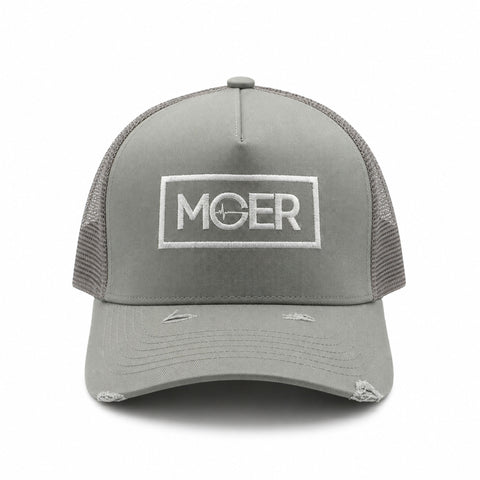 Grey Mesh Trucker Cap – Embroidered Snapback Hat