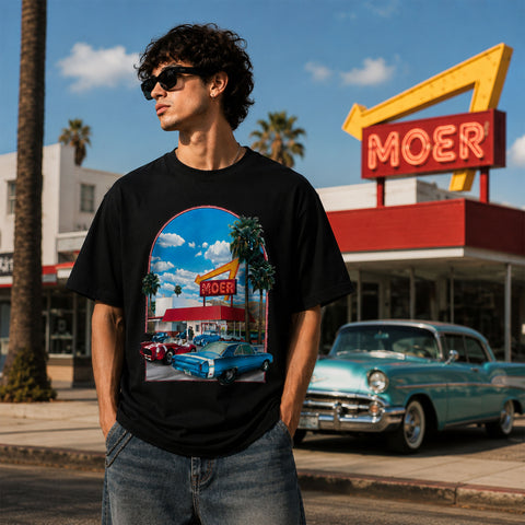 Retro Car Graphic T-Shirt – Vintage Black Streetwear Tee