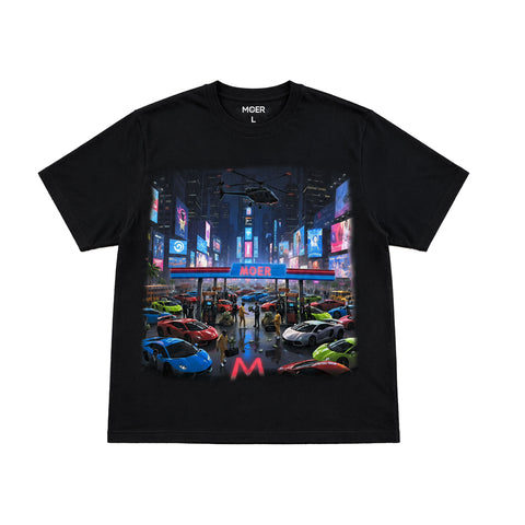 Neon City Supercar Graphic T-Shirt – Premium Black Streetwear Tee