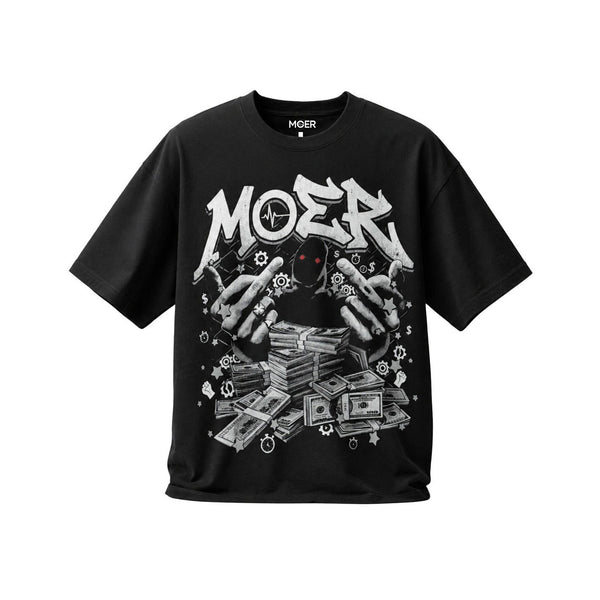 Money Graphic Oversized T-Shirt – Black Urban Streetwear Tee