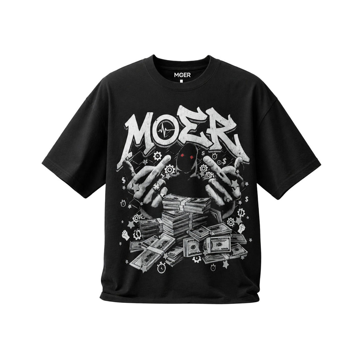 Money Graphic Oversized T-Shirt – Black Urban Streetwear Tee