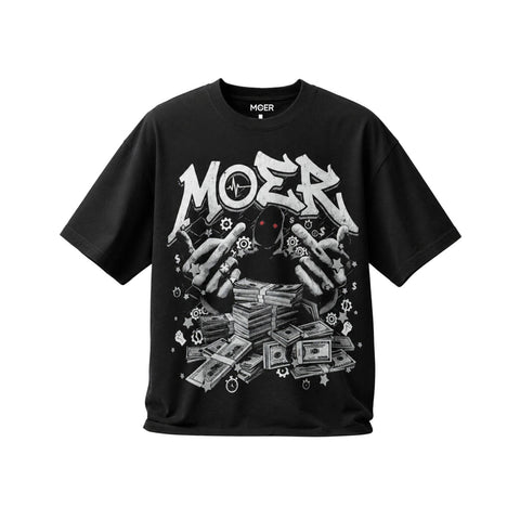 Money Graphic Oversized T-Shirt – Black Urban Streetwear Tee